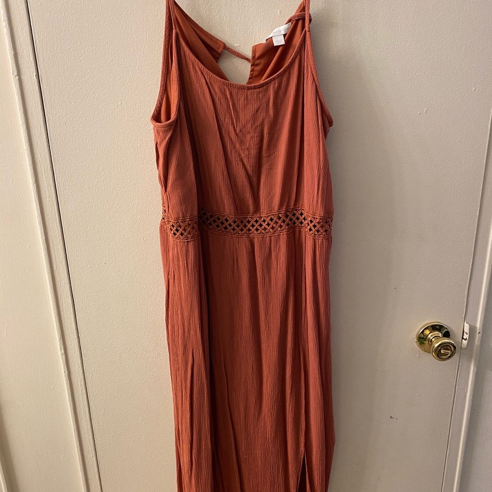 NY&Co Orange crepe midi maxi dress boho